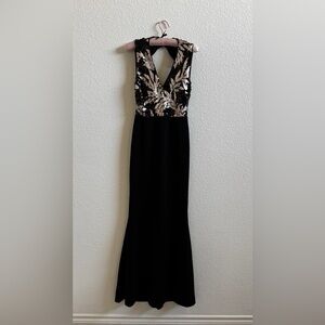 Lulu's Black and Gold Backless Sequin Dress